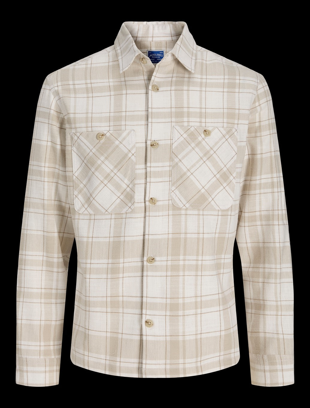 Jack & Jones Linen Blend Shirt in Beige Check