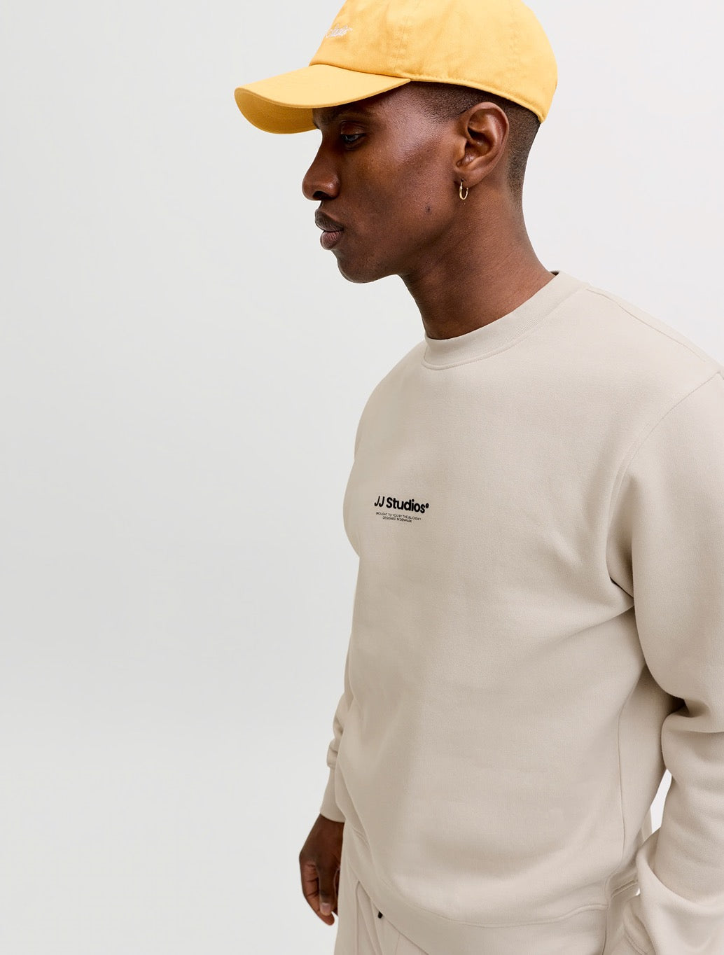 Jack & Jones Soho Printed Logo Sweatshirt in Beige