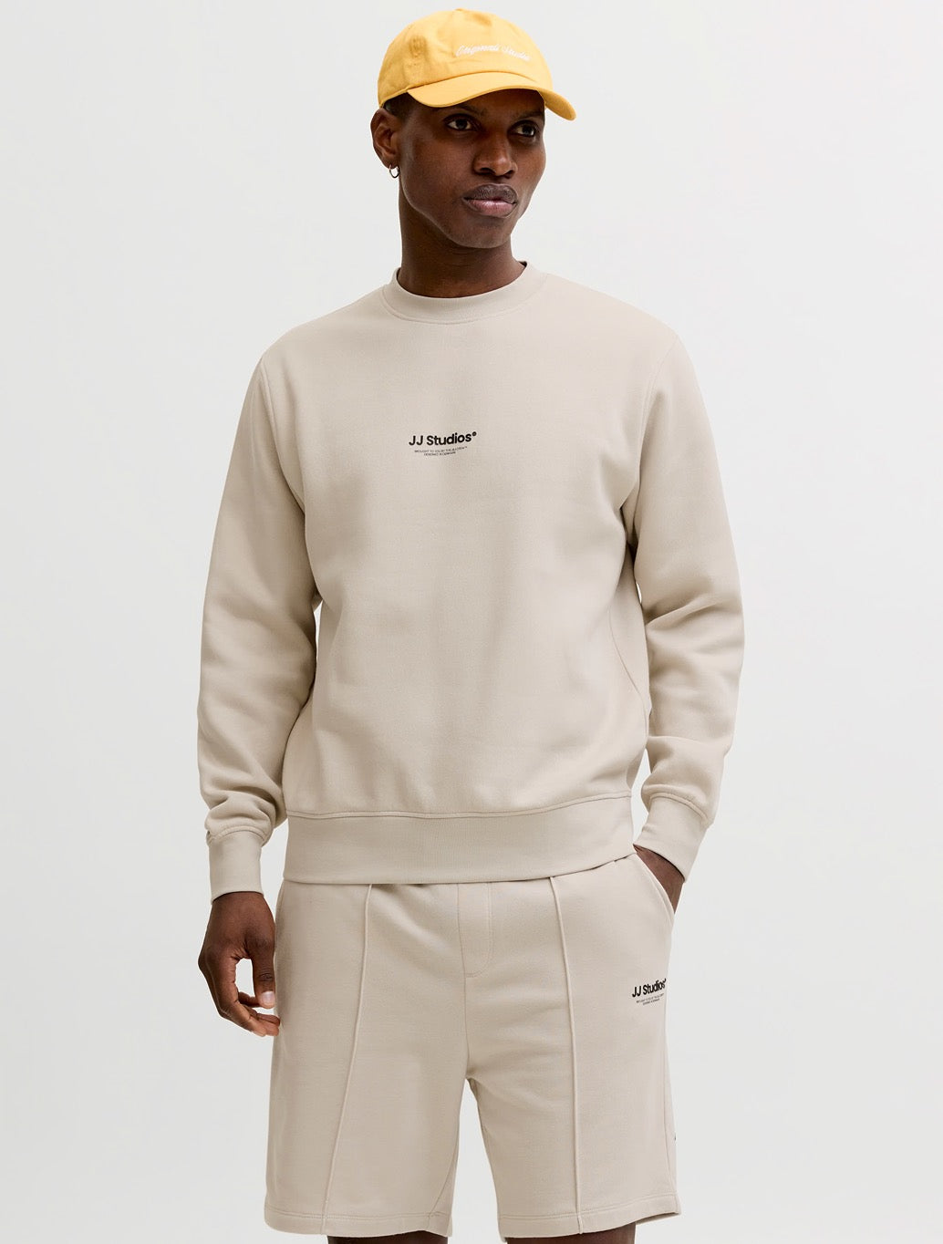 Jack & Jones Soho Printed Logo Sweatshirt in Beige