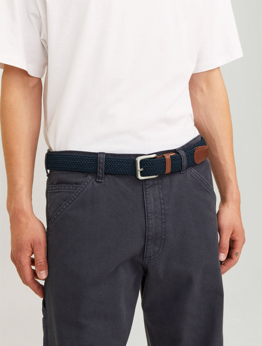 Jack & Jones Spring Braided Belt in Navy