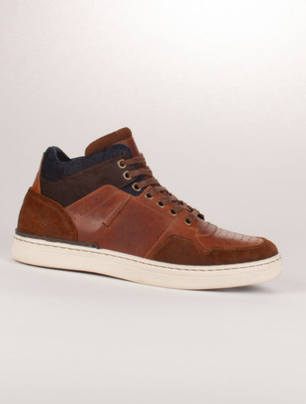 Tommy Bowe Shoe – Allison Leather High-Top Trainers – Camel