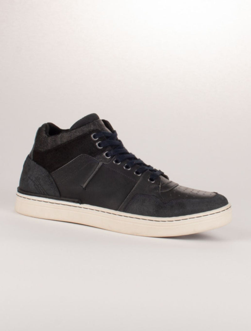 Tommy Bowe Shoe – Allison Leather High-Top Trainers – Navy