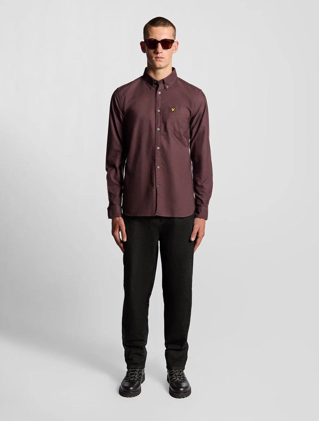 Lyle & Scott - Cotton Button Down Oxford Shirt - Burgundy