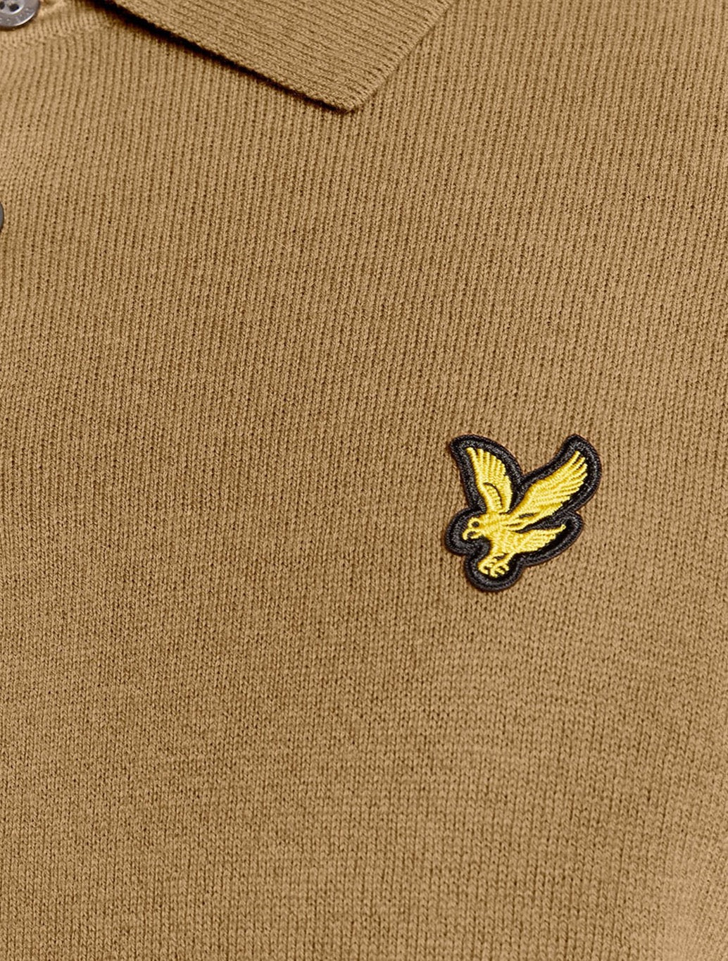 Lyle & Scott - Merino Blend Long Sleeve Polo Shirt - Tan