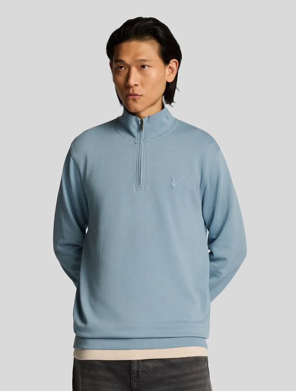 Lyle & Scott - Superfine Quarter Zip Sweatshirt - Light Blue