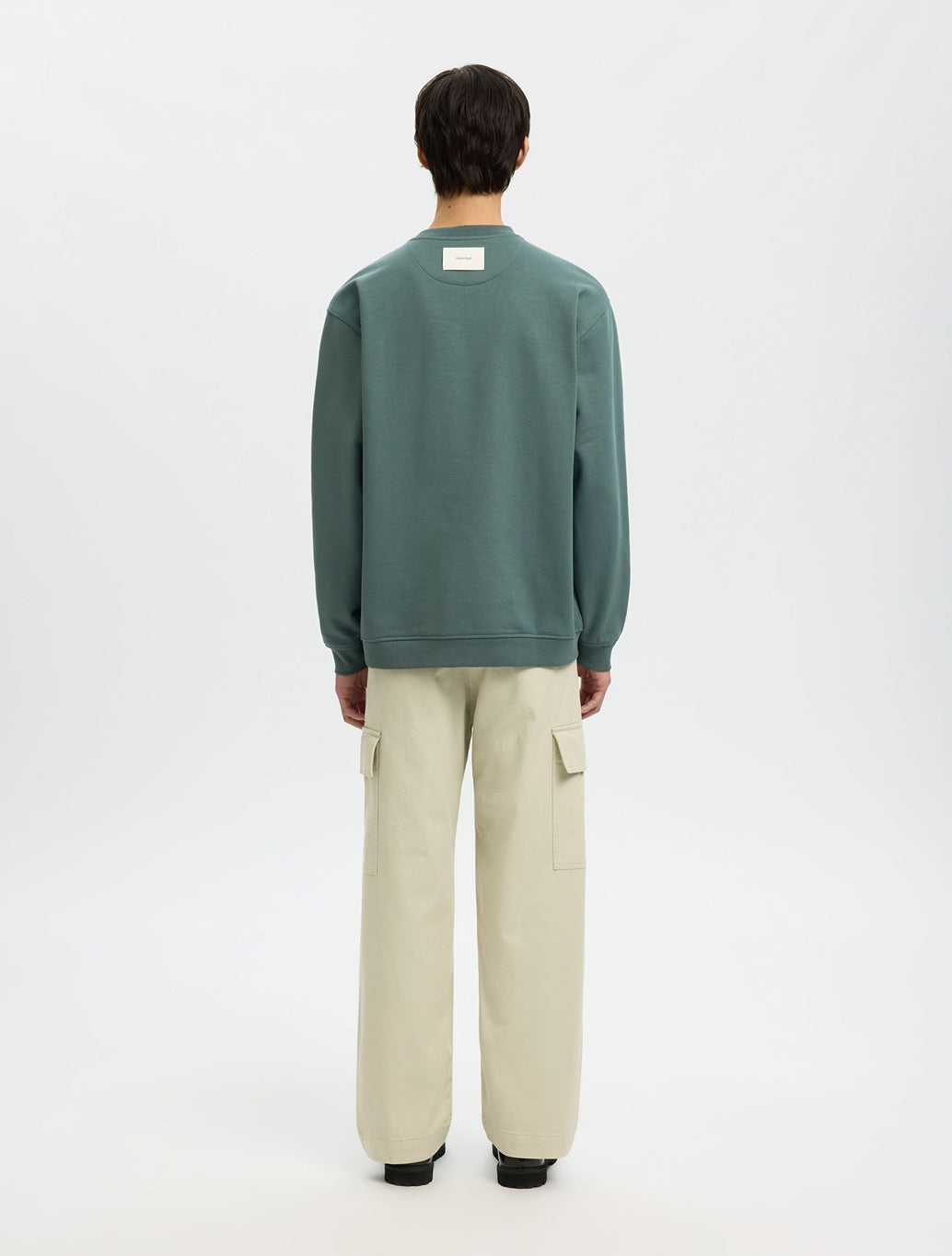 Selected Aron Cotton Sweatshirt in Green
