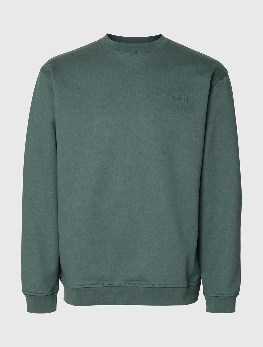 Selected Aron Cotton Sweatshirt in Green