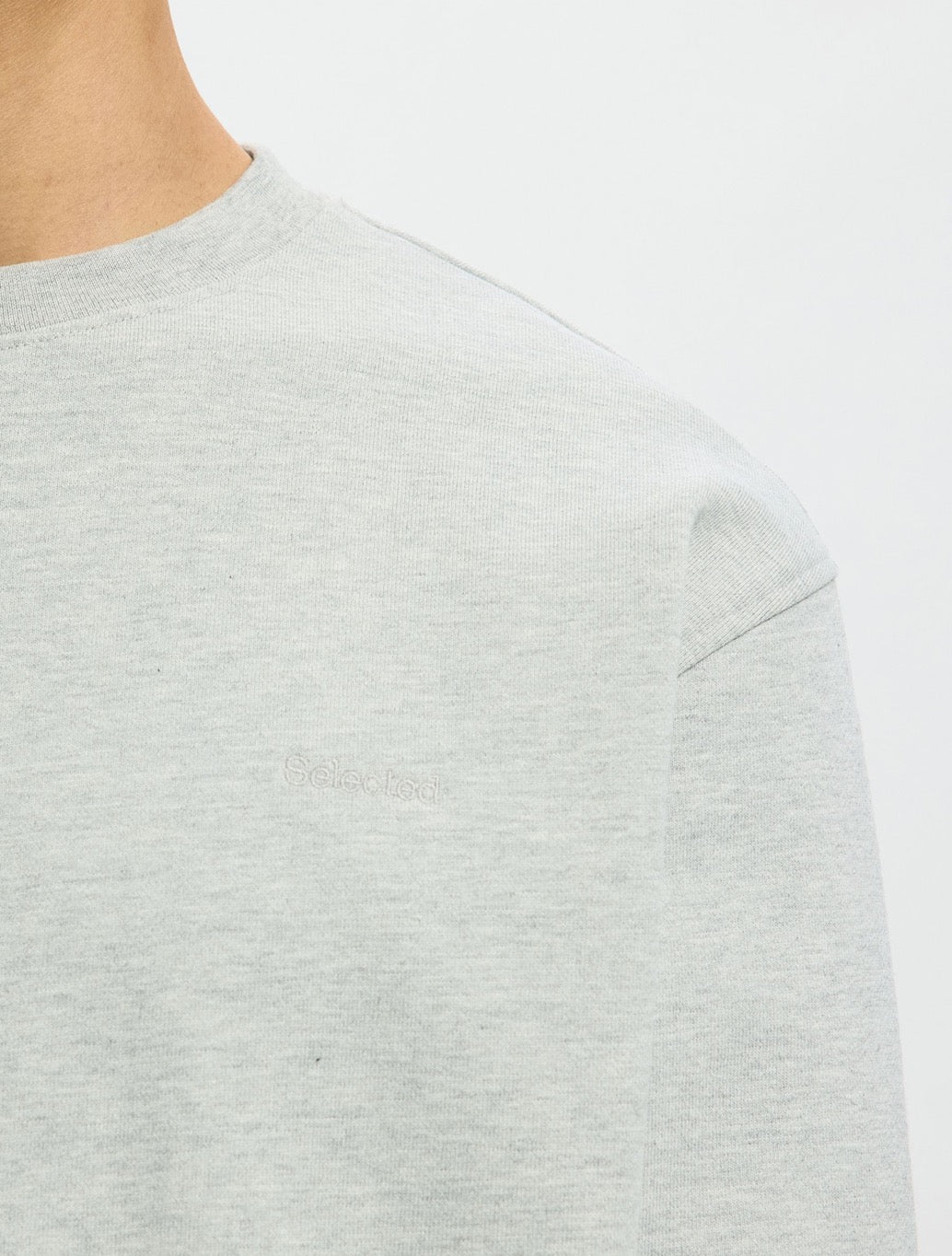 Selected Aron Cotton Sweatshirt in Grey