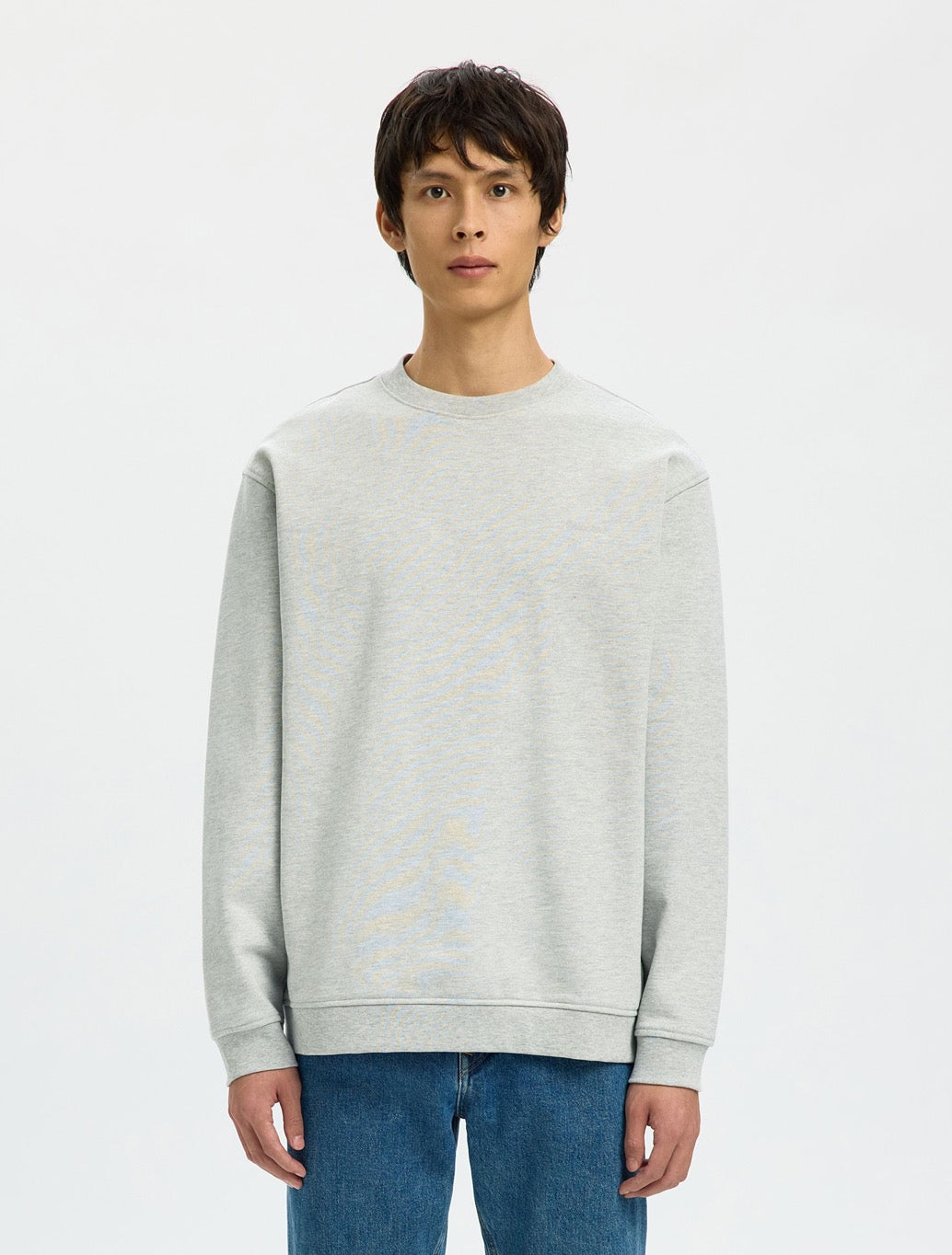 Selected Aron Cotton Sweatshirt in Grey