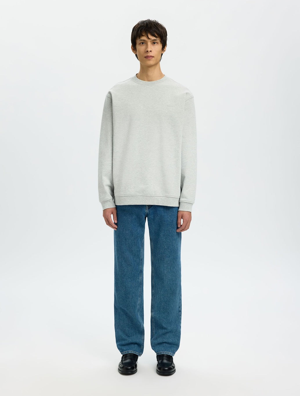 Selected Aron Cotton Sweatshirt in Grey