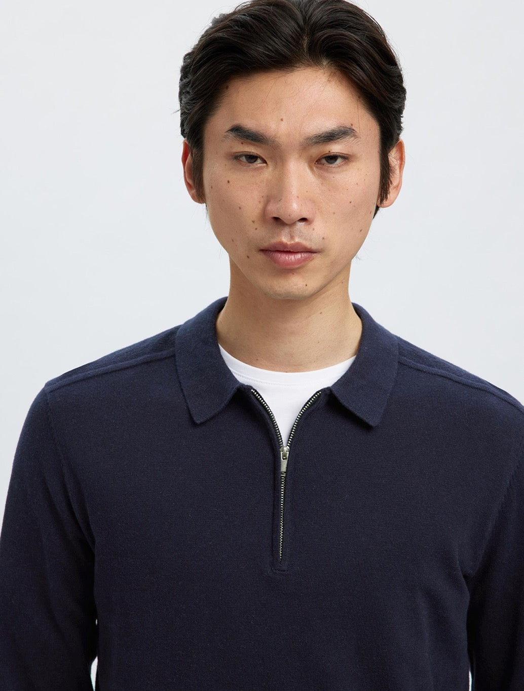 Selected - Berg Knitted Long Sleeved Polo - Navy