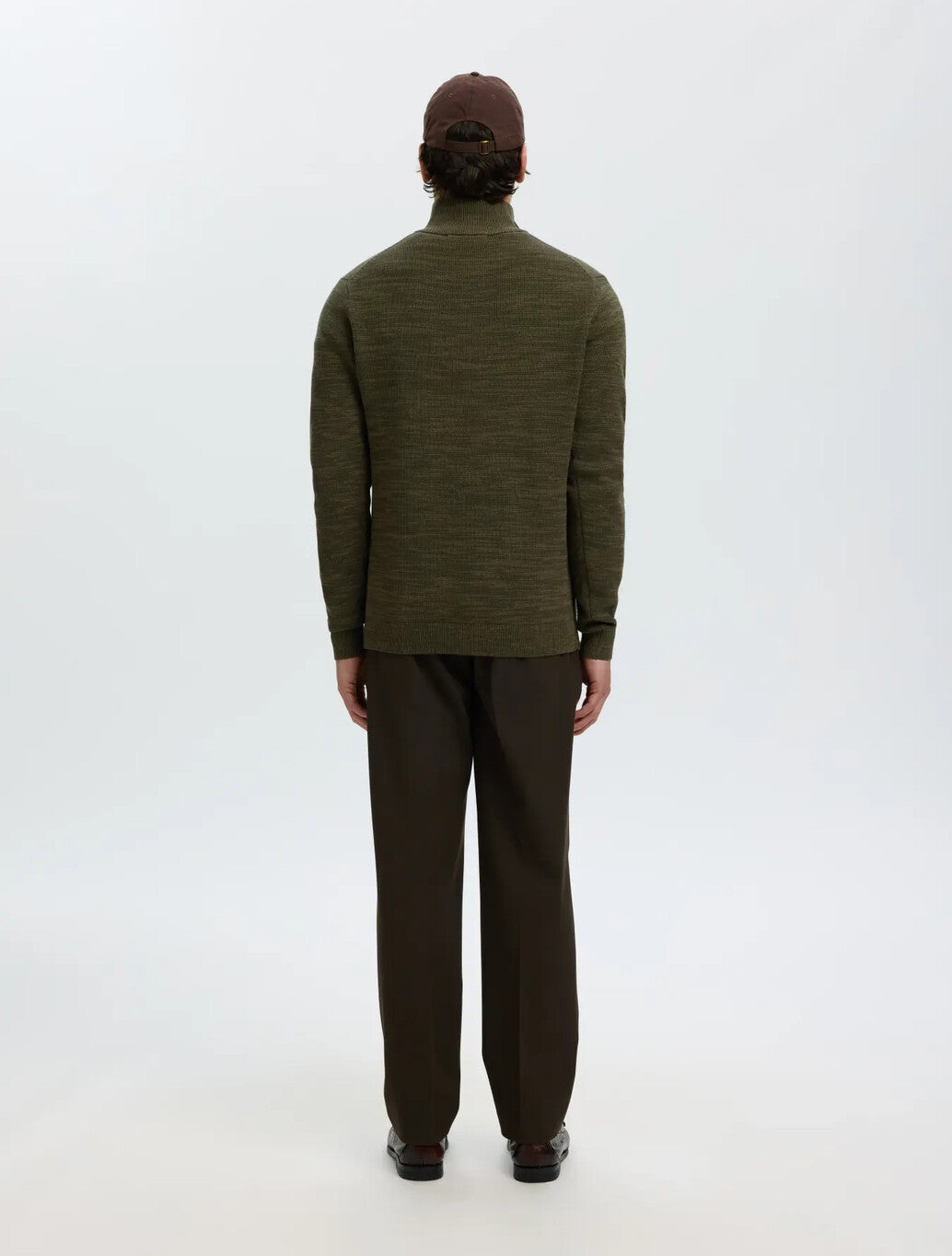 Selected Berg Zip Knit in Dark Green