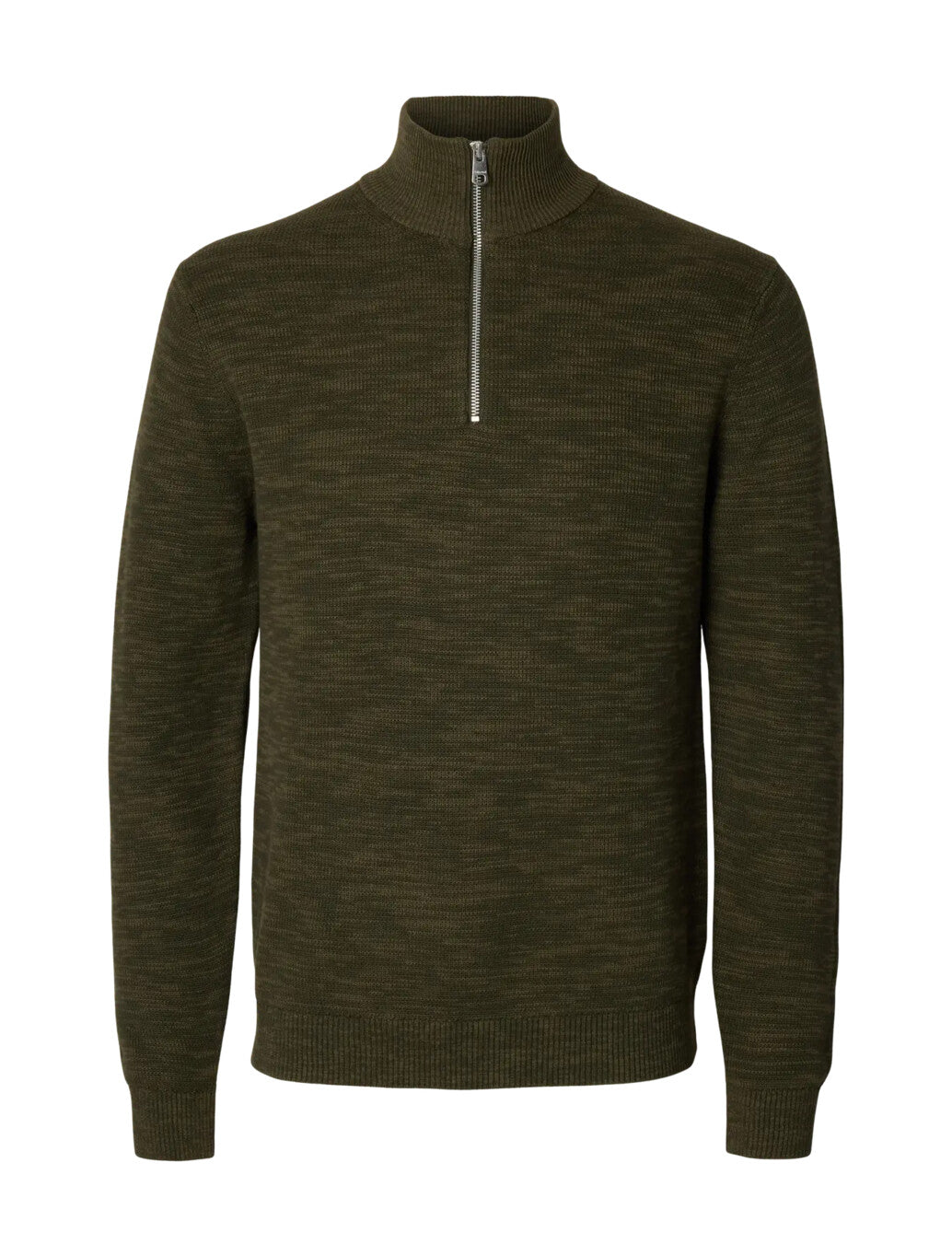 Selected Berg Zip Knit in Dark Green