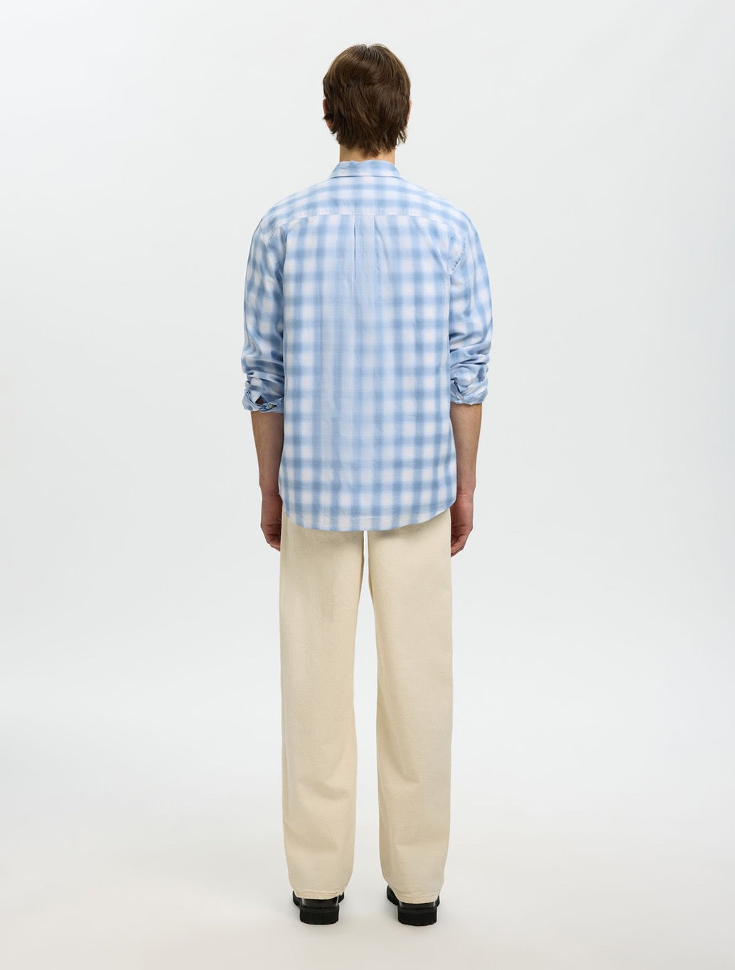 Selected Bob Check Shirt in Light Blue Check