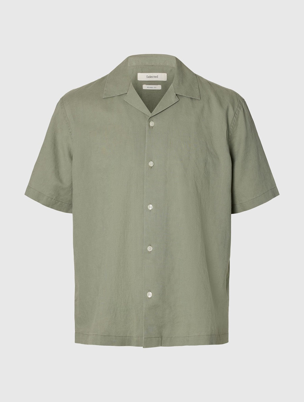 Selected Casper Linen-Blend Short Sleeved Shirt in Green