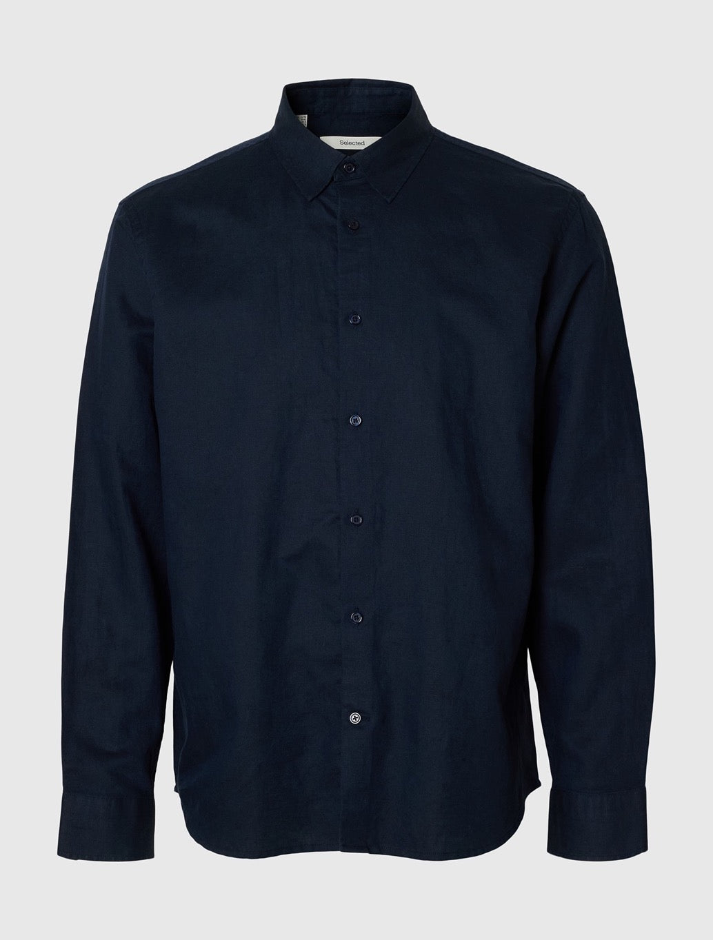 Selected Clay Regular Fit Linen-Blend Shirt in Navy