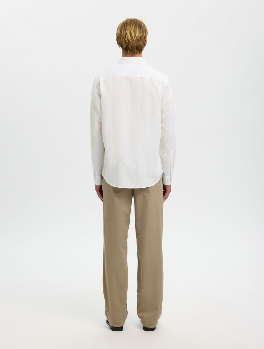 Selected Clay Regular Fit Linen-Blend Shirt in White