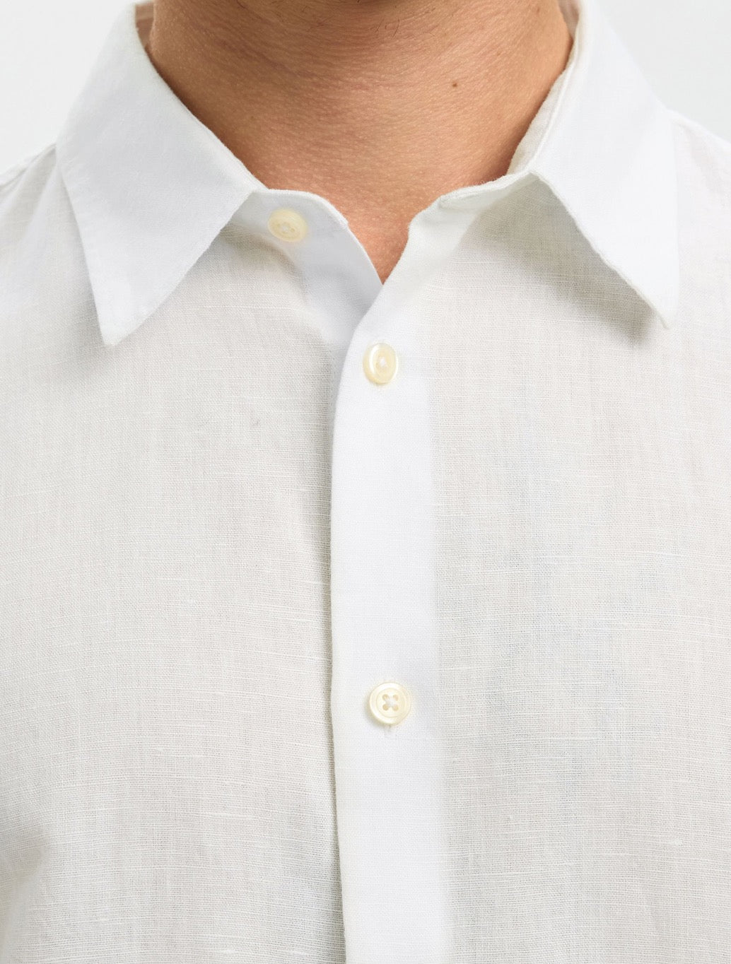 Selected Clay Regular Fit Linen-Blend Shirt in White