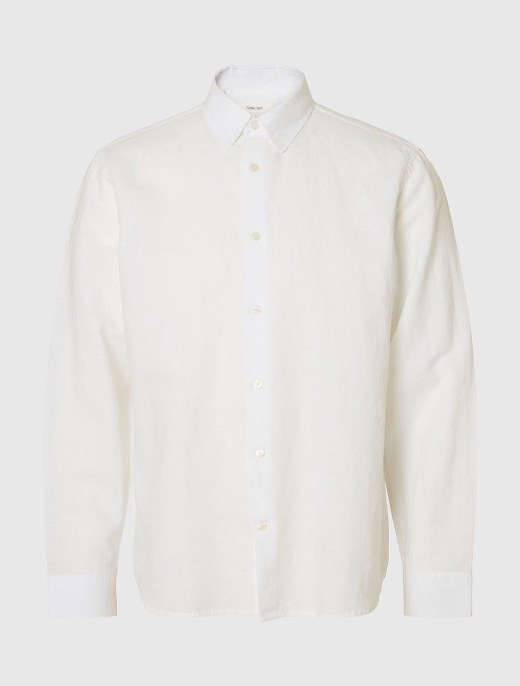 Selected Clay Regular Fit Linen-Blend Shirt in White