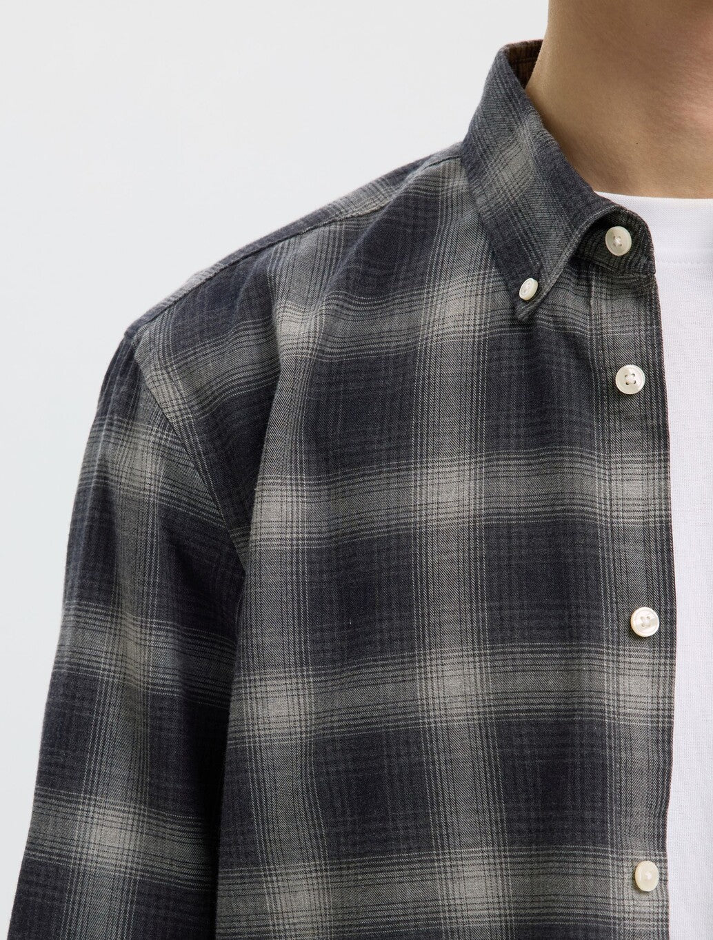 Selected Cole Cotton Shirt in Beige Check