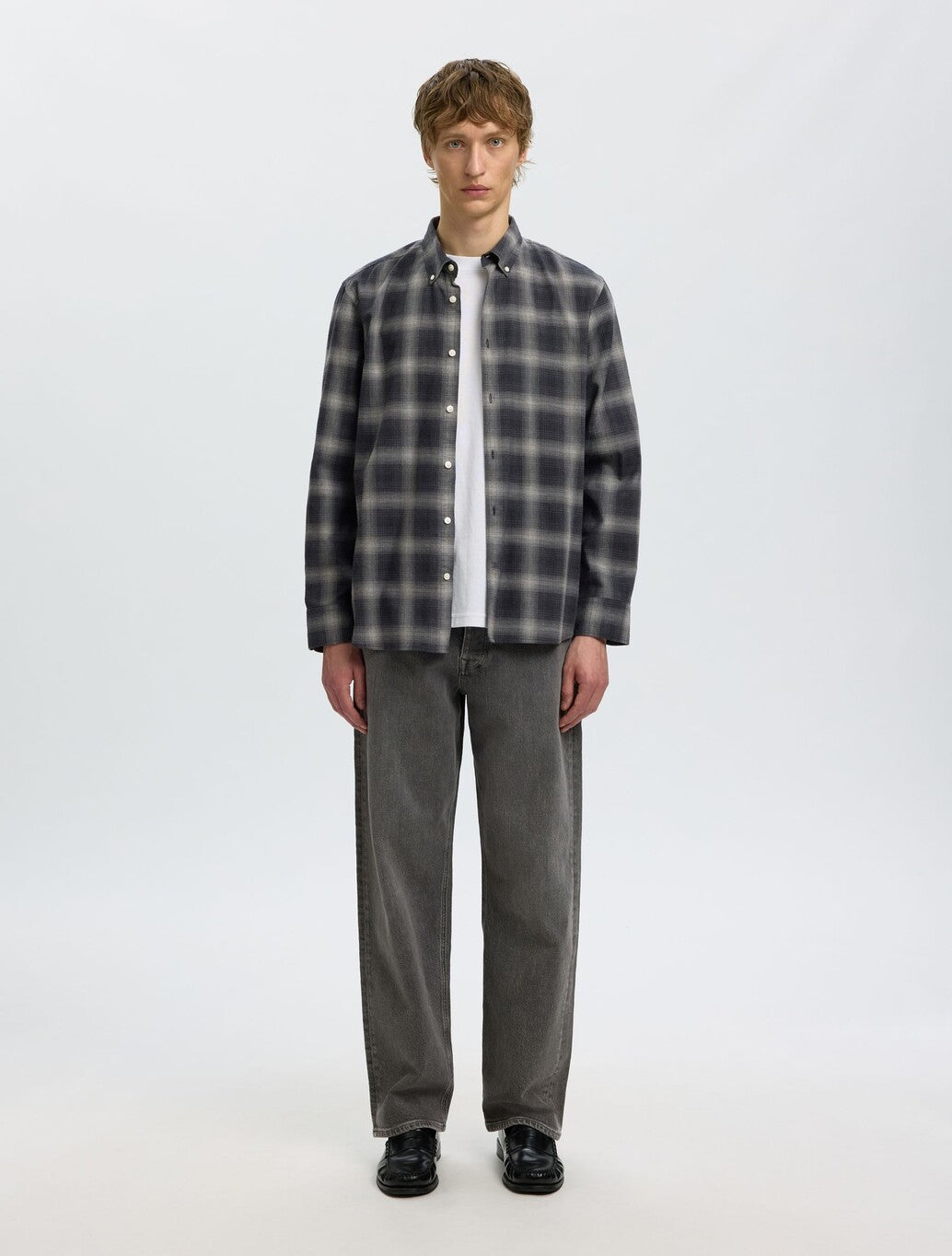 Selected Cole Cotton Shirt in Beige Check