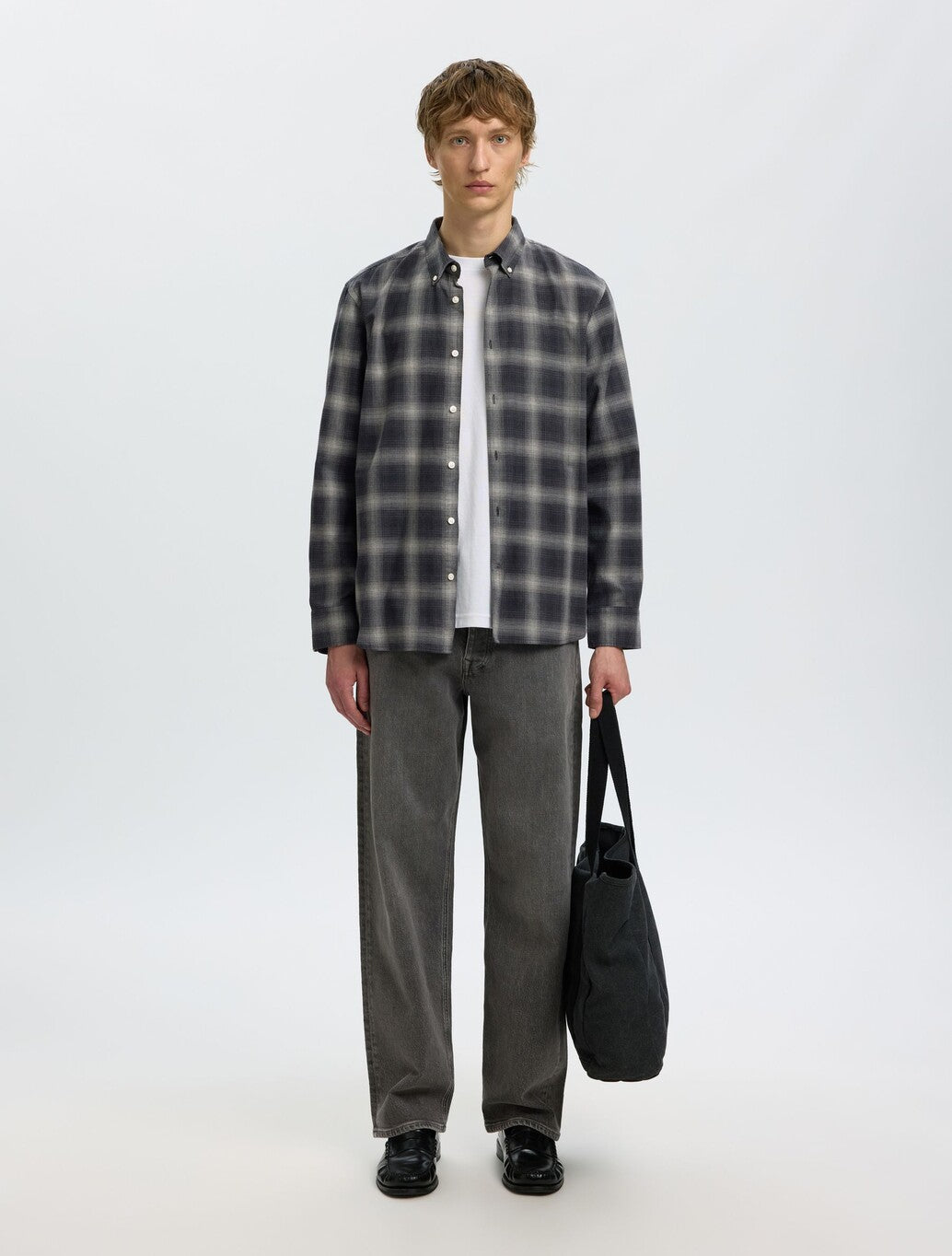 Selected Cole Cotton Shirt in Beige Check