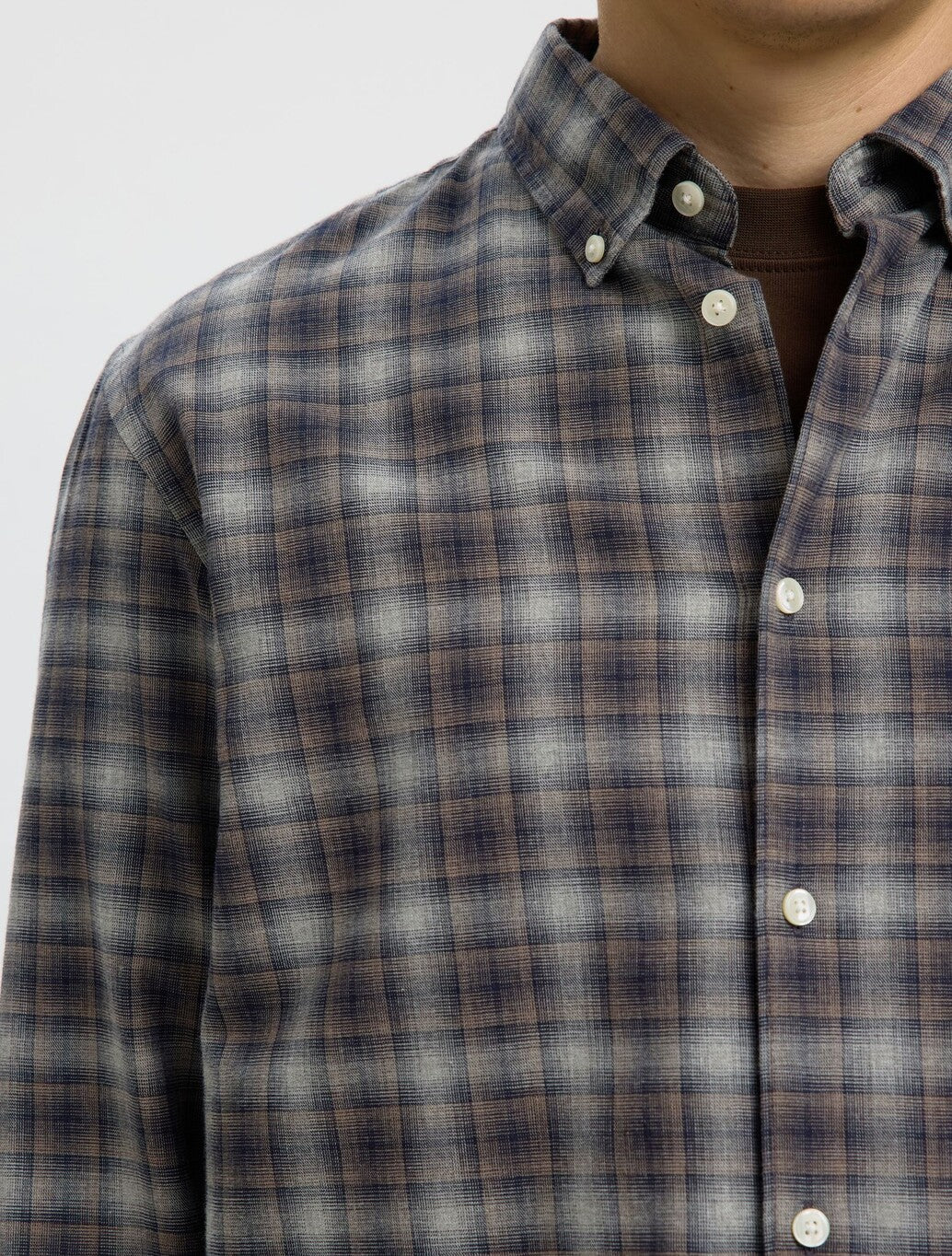 Selected Cole Cotton Shirt in Brown Check