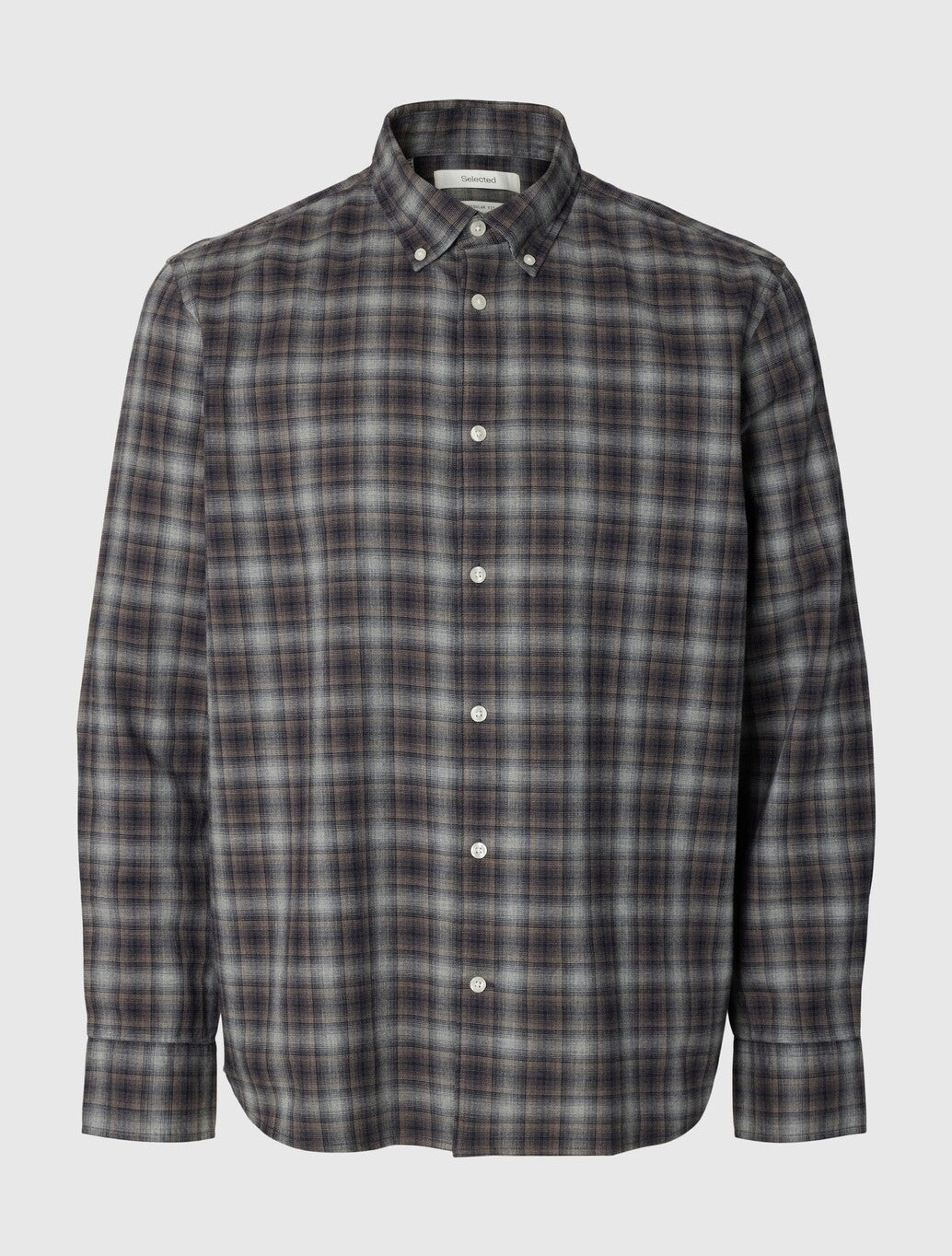Selected Cole Cotton Shirt in Brown Check