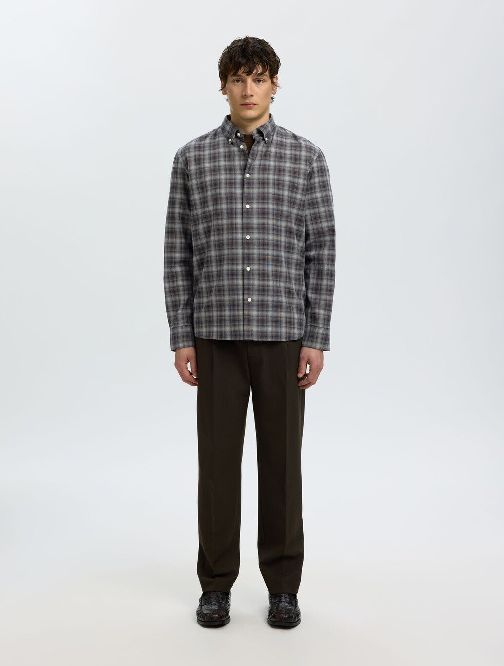 Selected Cole Cotton Shirt in Brown Check