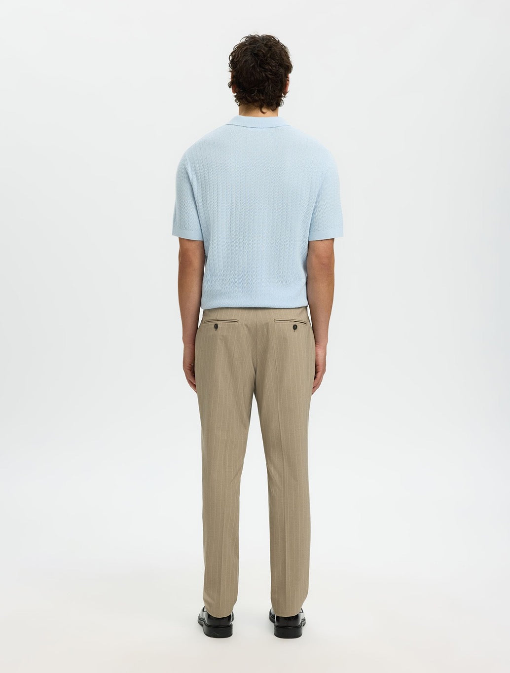 Selected Cran Zip Up Polo Shirt in Light Blue