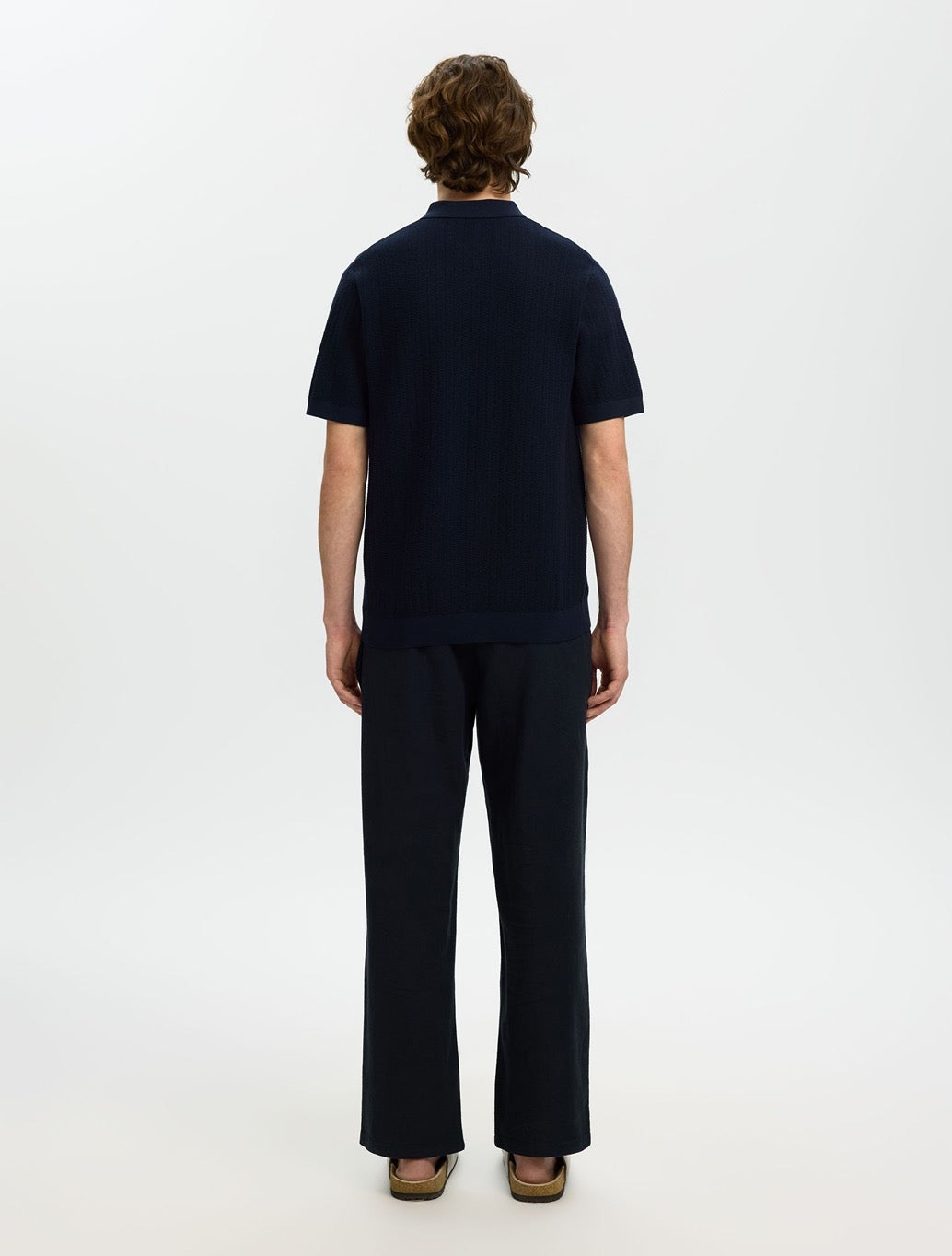 Selected Cran Zip Up Polo Shirt in Navy