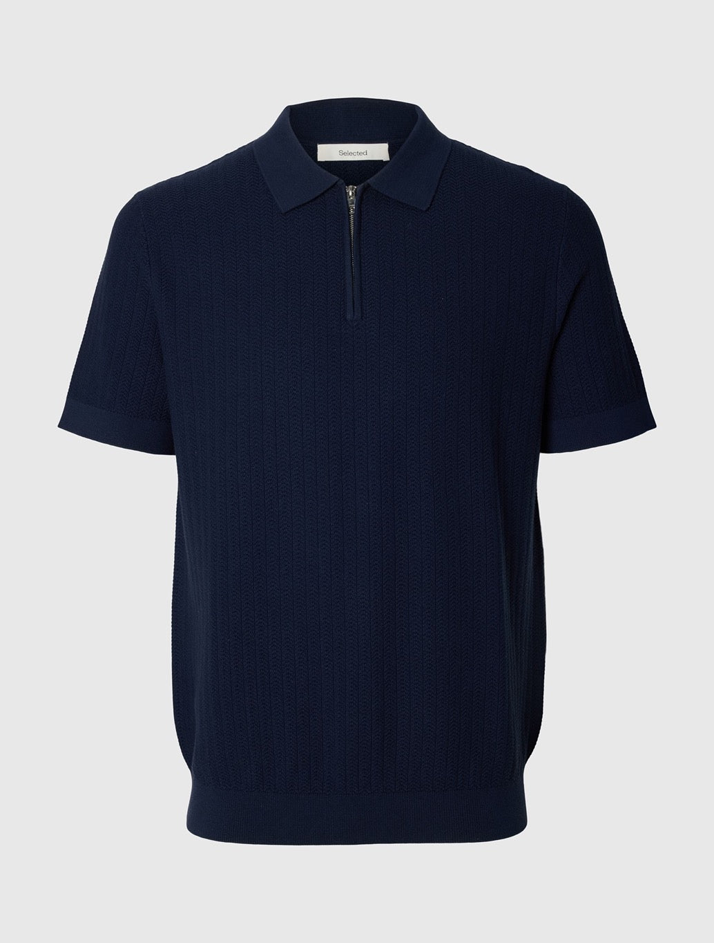 Selected Cran Zip Up Polo Shirt in Navy