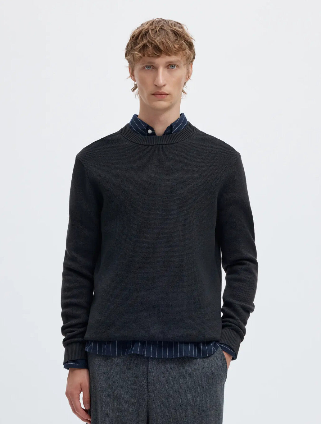Selected Dane Crew Neck Pullover in Sky Captain