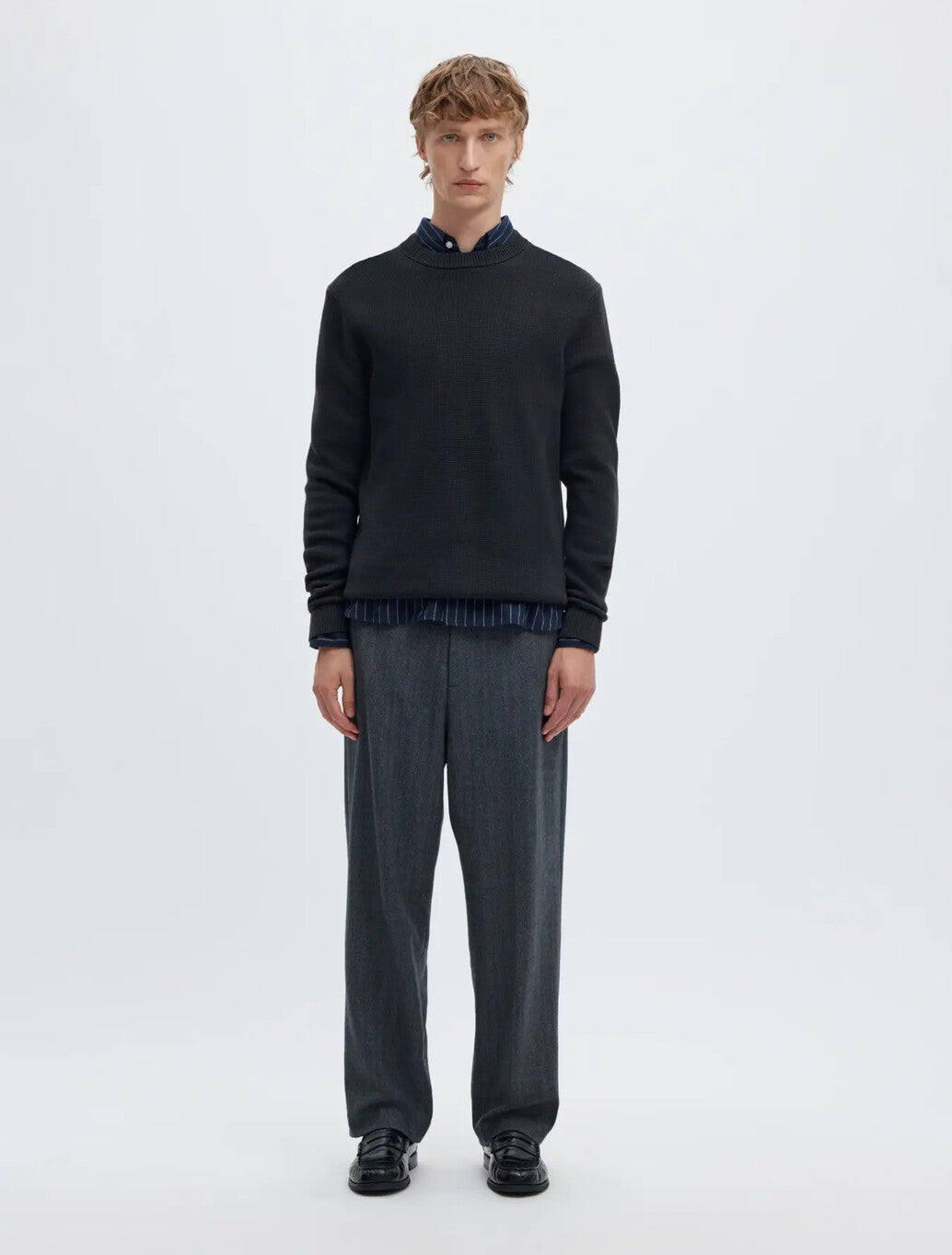 Selected Dane Crew Neck Pullover in Sky Captain