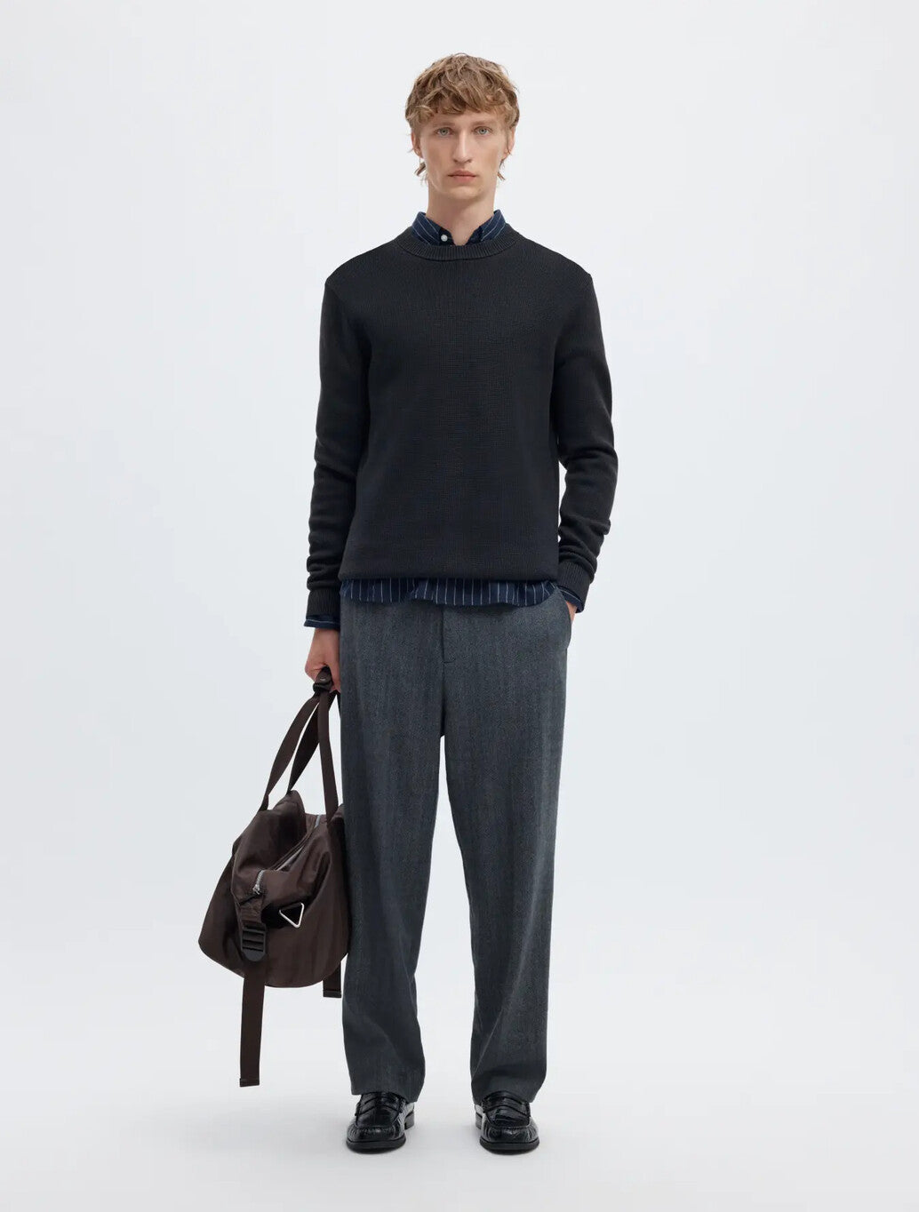Selected Dane Crew Neck Pullover in Sky Captain