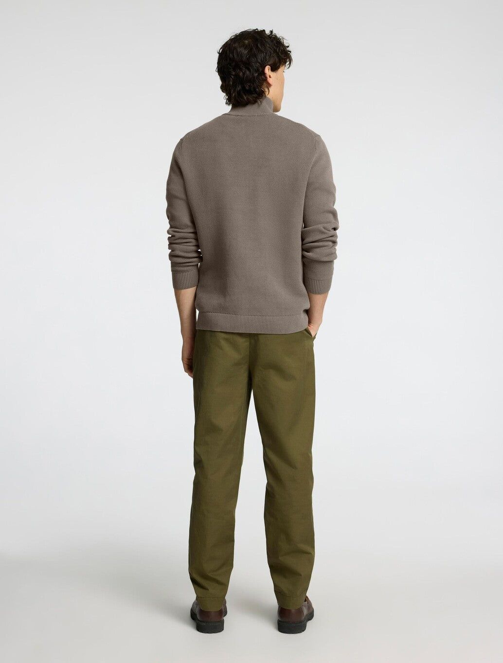 Selected Dane Half-Zip Jumper in Light Brown