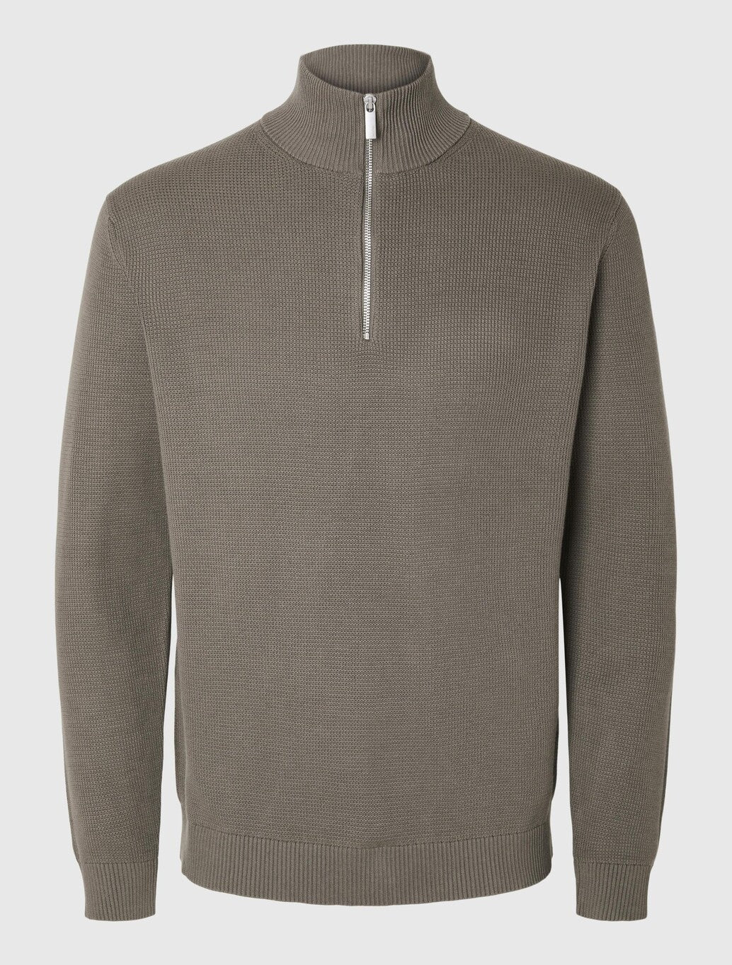 Selected Dane Half-Zip Jumper in Light Brown