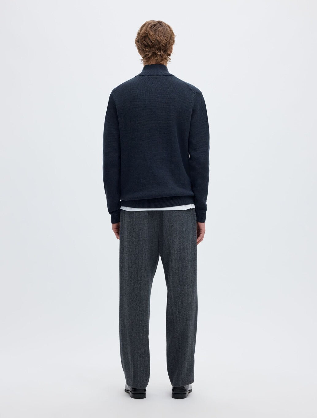 Selected Dane Half-Zip Jumper in Navy