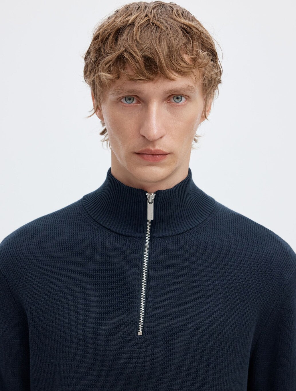 Selected Dane Half-Zip Jumper in Navy