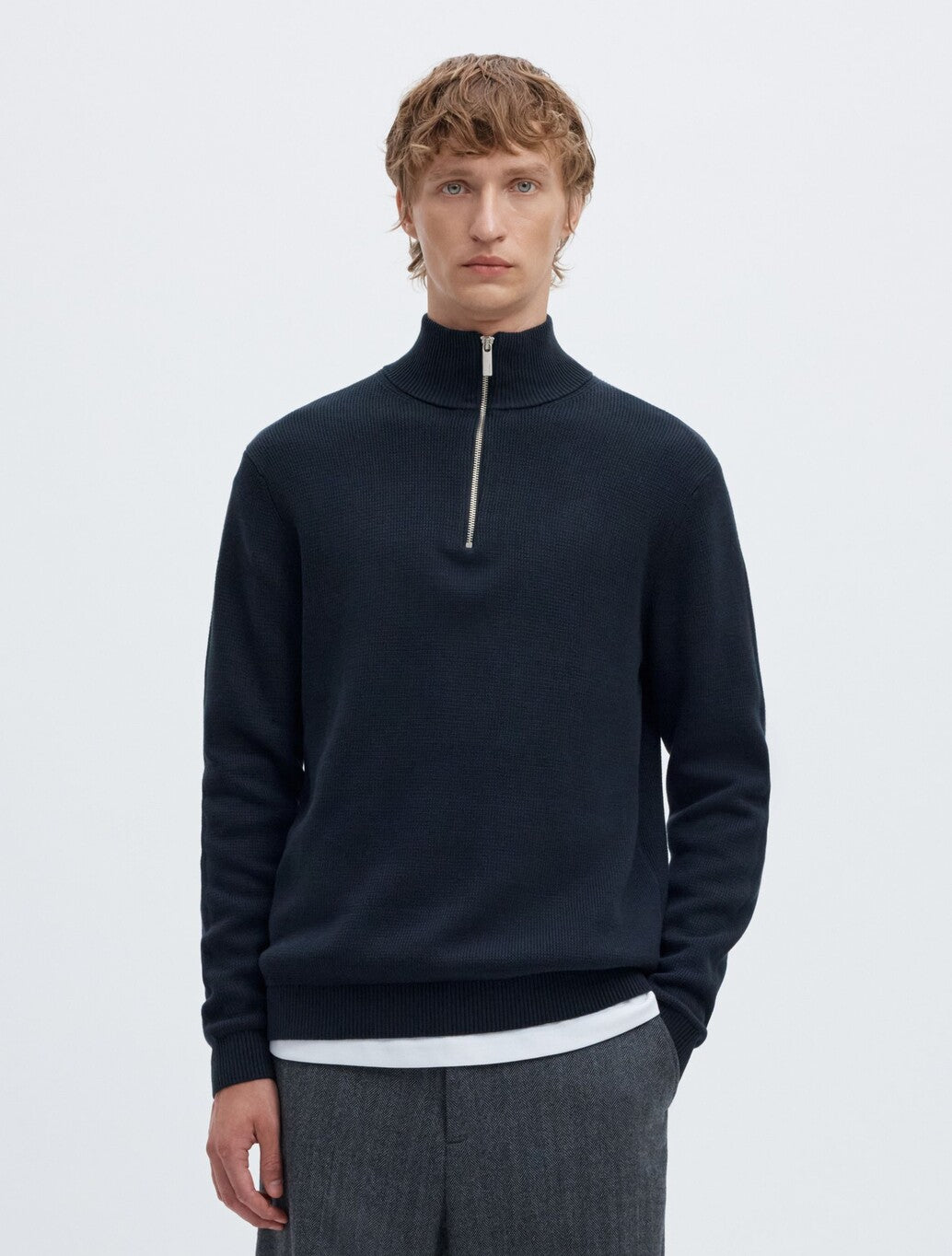 Selected Dane Half-Zip Jumper in Navy