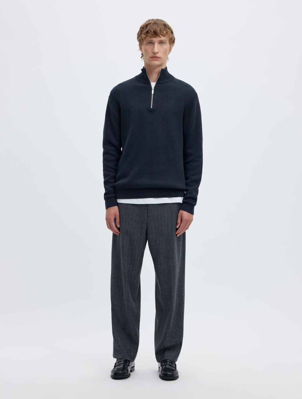Selected Dane Half-Zip Jumper in Navy