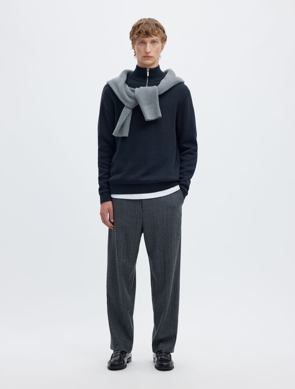 Selected Dane Half-Zip Jumper in Navy