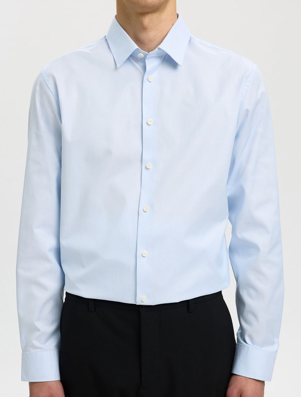 Selected Ethan Long Sleeved Slim Fit Shirt in Light Blue