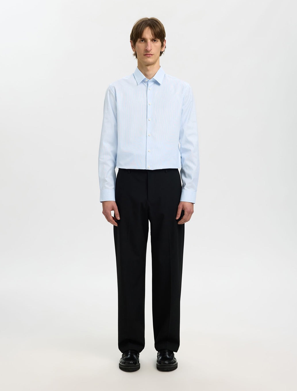 Selected Ethan Long Sleeved Slim Fit Shirt in Light Blue