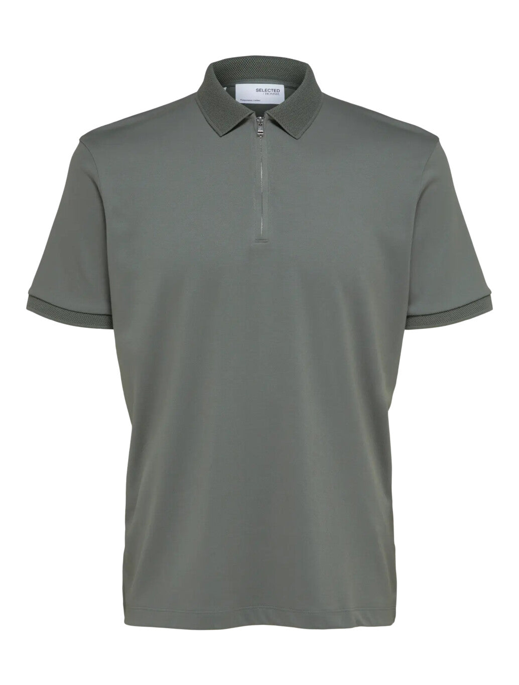 Selected Fave Zip Polo Shirt in Agave Green