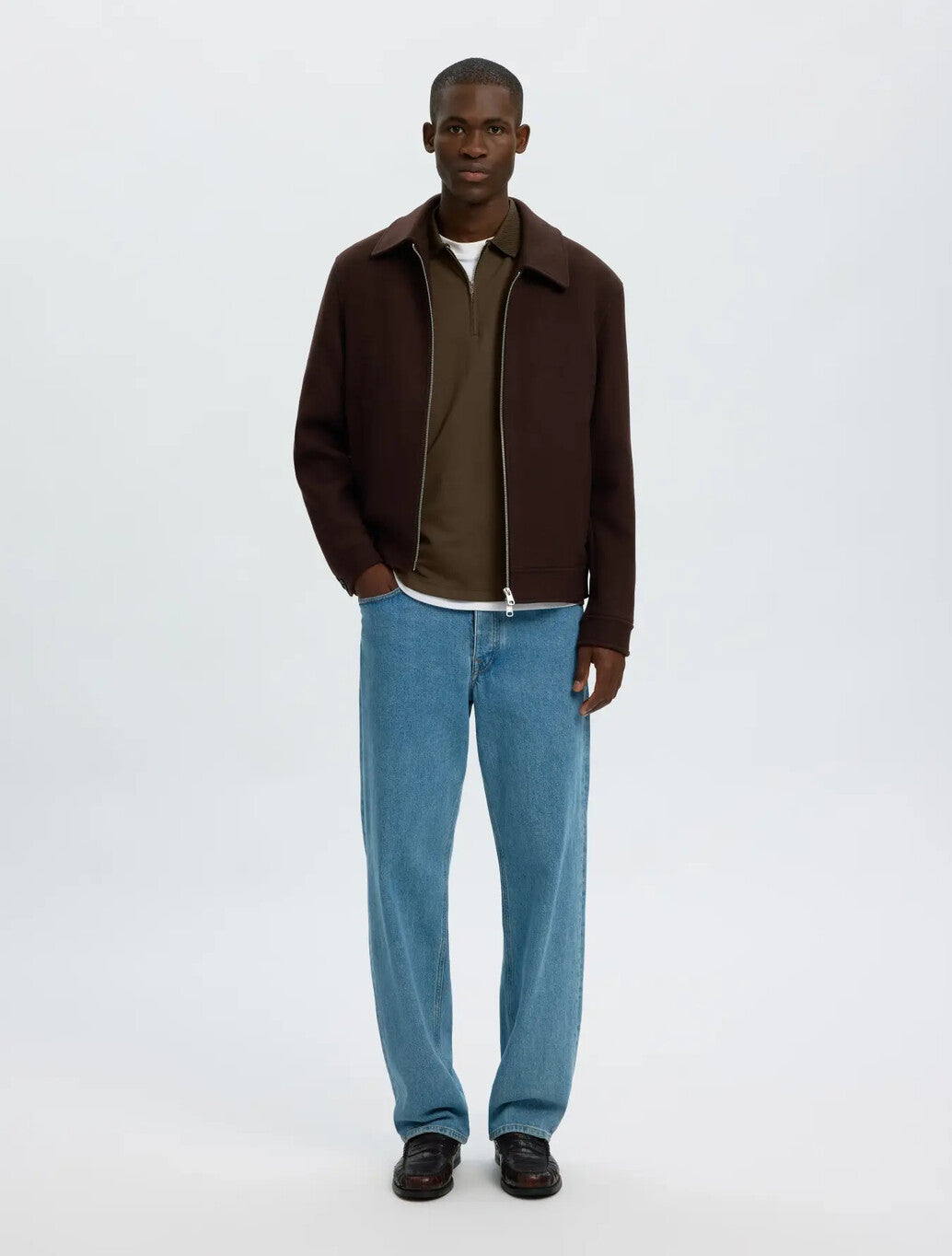 Selected Fave Zip Polo Shirt in Delicioso