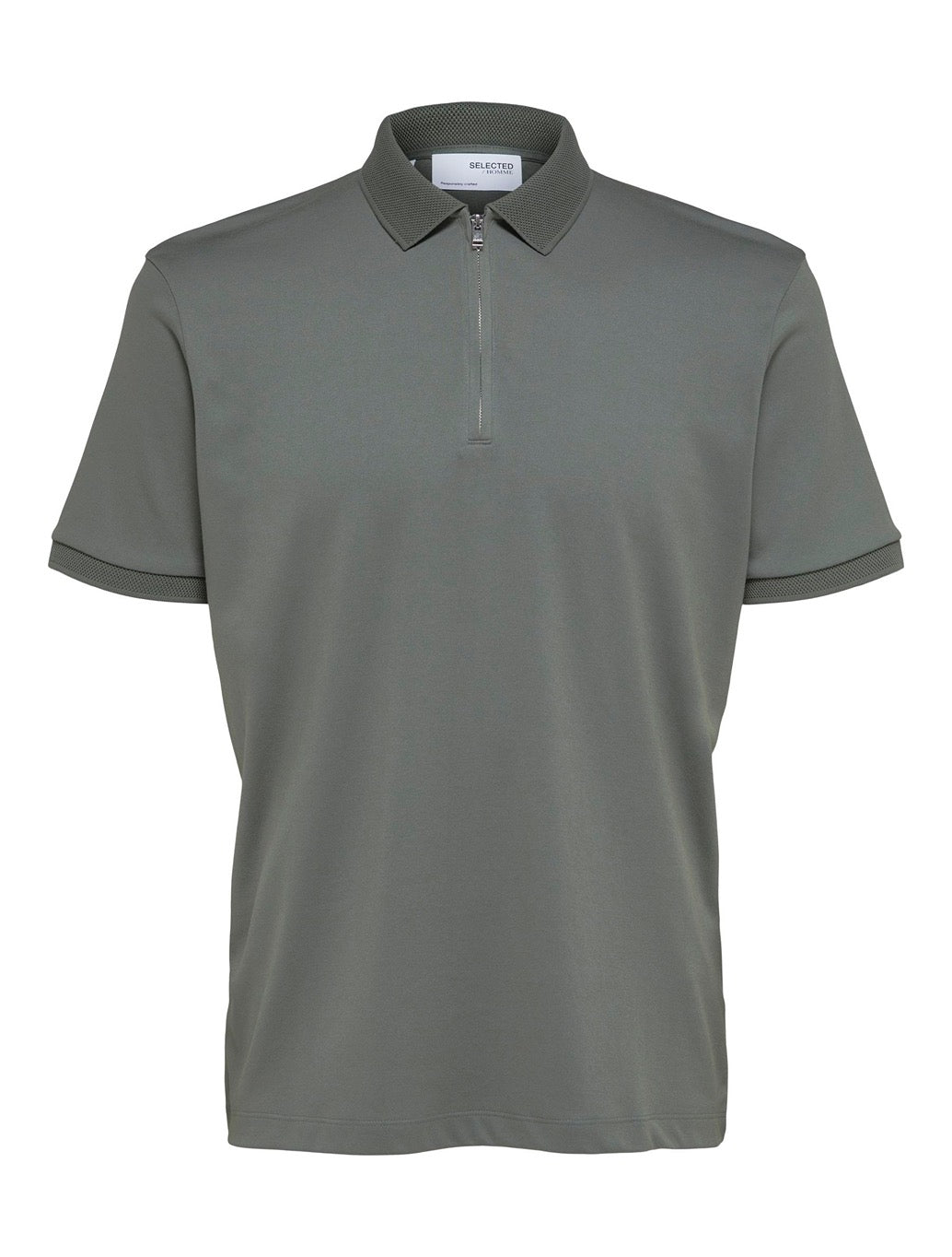Selected - Fave Zippper Polo Top - Khaki