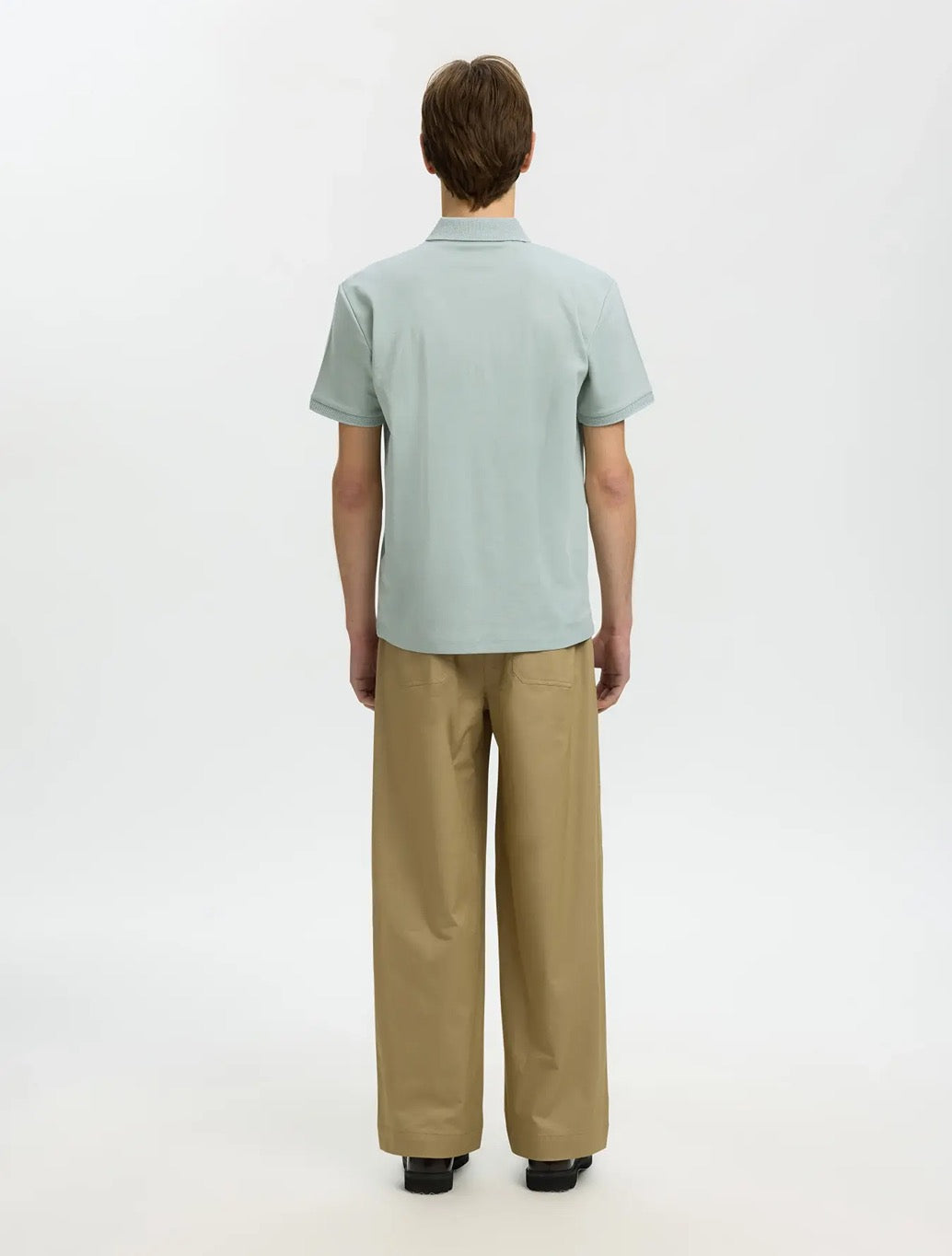 Selected - Fave Zippper Polo Top - Light Khaki