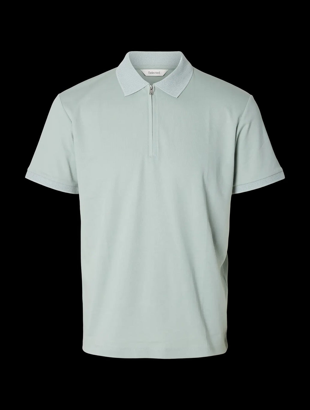 Selected - Fave Zippper Polo Top - Light Khaki