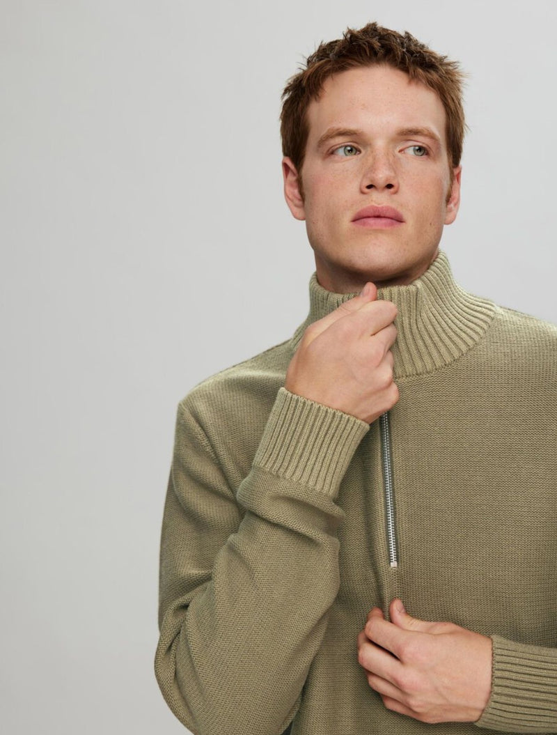 Selected Homme - Axel Half Zip Knit - Green